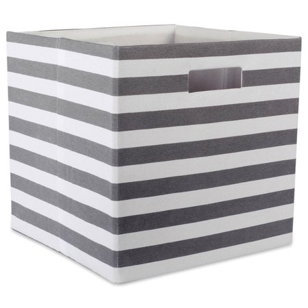 DESIGN IMPORTS 11 in x 11 in x 11 in Stripe Square Polyester Storage Cube, Grey CAMZ36648